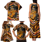 Perth Scorchers Cricket Family Matching Tank Maxi Dress and Hawaiian Shirt Australian Cricket Mascot - Modern Indigenous Style