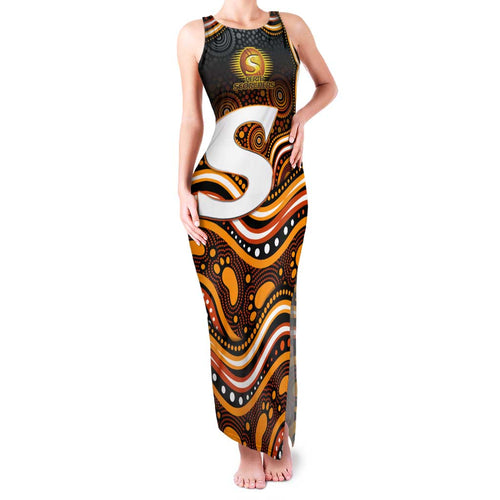 Perth Scorchers Cricket Family Matching Tank Maxi Dress and Hawaiian Shirt Australian Cricket Mascot - Modern Indigenous Style