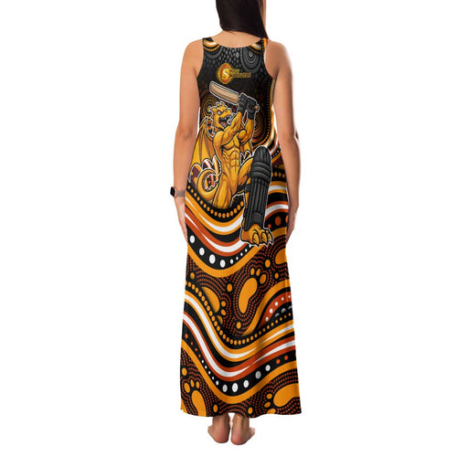 Perth Scorchers Cricket Family Matching Tank Maxi Dress and Hawaiian Shirt Australian Cricket Mascot - Modern Indigenous Style