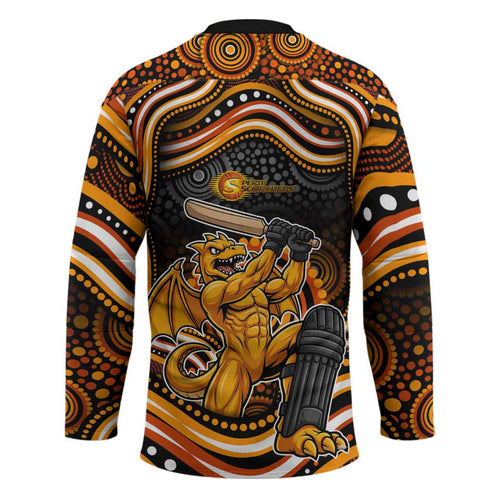 Perth Scorchers Cricket Hockey Jersey Australian Cricket Mascot - Modern Indigenous Style