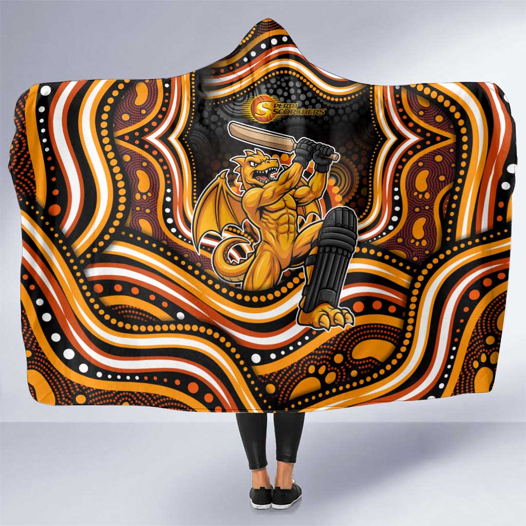 Perth Scorchers Cricket Hooded Blanket Australian Cricket Mascot - Modern Indigenous Style