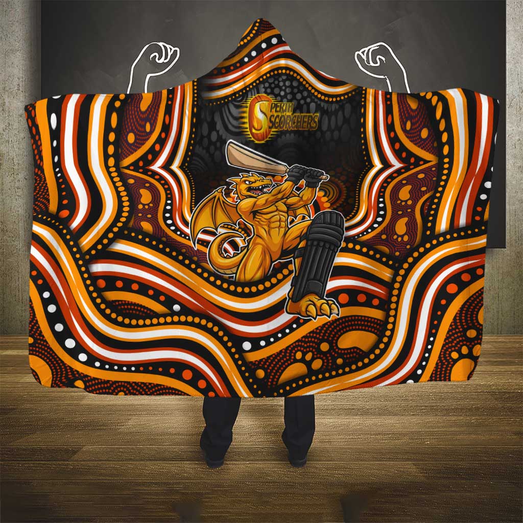 Perth Scorchers Cricket Hooded Blanket Australian Cricket Mascot - Modern Indigenous Style
