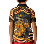 Perth Scorchers Cricket Kid Polo Shirt Australian Cricket Mascot - Modern Indigenous Style