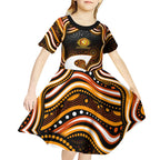 Perth Scorchers Cricket Kid Short Sleeve Dress Australian Cricket Mascot - Modern Indigenous Style