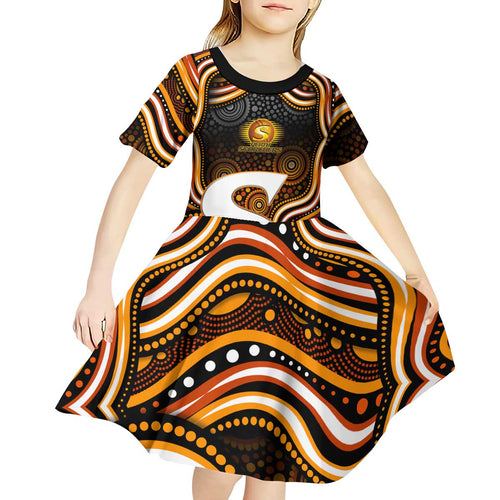 Perth Scorchers Cricket Kid Short Sleeve Dress Australian Cricket Mascot - Modern Indigenous Style