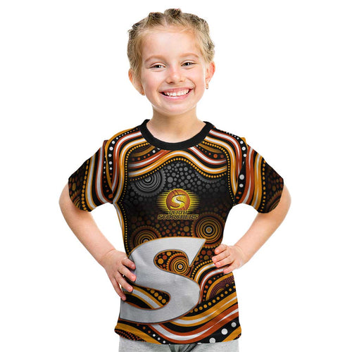 Perth Scorchers Cricket Kid T Shirt Australian Cricket Mascot - Modern Indigenous Style