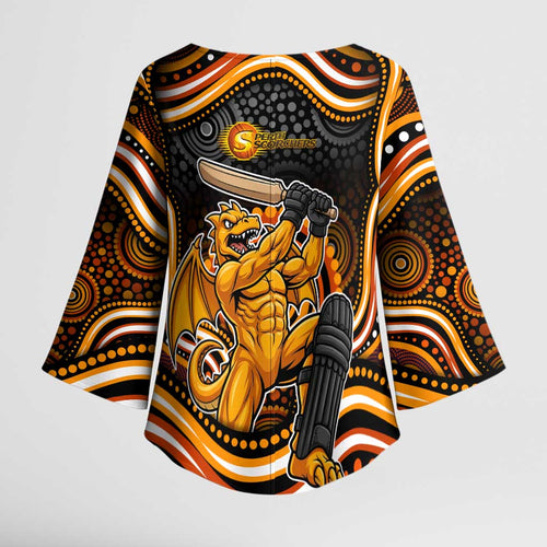 Perth Scorchers Cricket Kimono Sleeve Blouse Australian Cricket Mascot - Modern Indigenous Style