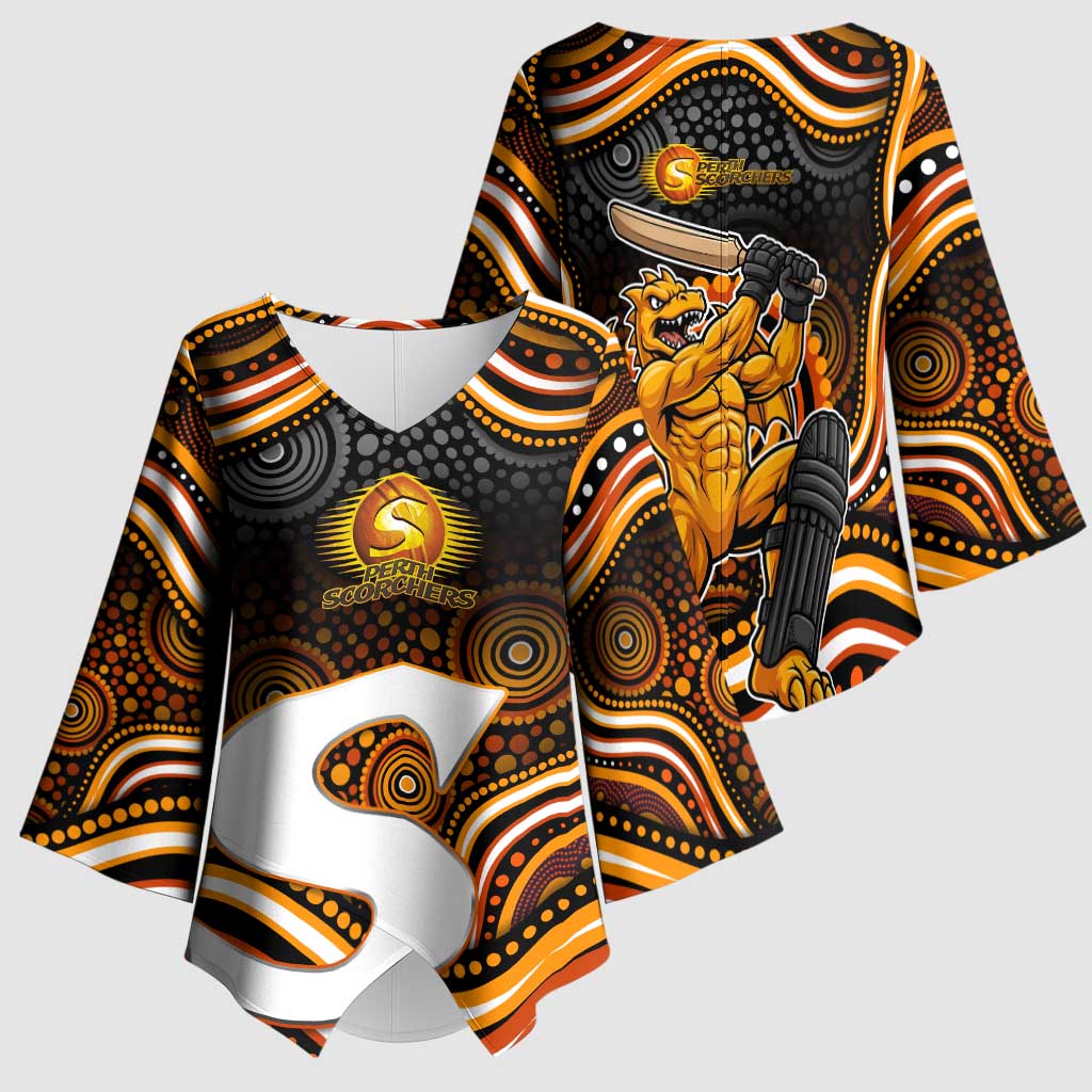 Perth Scorchers Cricket Kimono Sleeve Blouse Australian Cricket Mascot - Modern Indigenous Style
