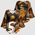 Perth Scorchers Cricket Kimono Sleeve Blouse Australian Cricket Mascot - Modern Indigenous Style