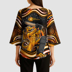 Perth Scorchers Cricket Kimono Sleeve Blouse Australian Cricket Mascot - Modern Indigenous Style