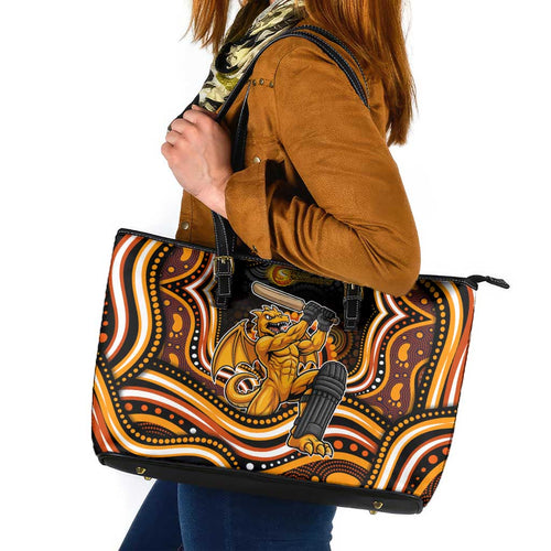 Perth Scorchers Cricket Leather Tote Bag Australian Cricket Mascot - Modern Indigenous Style