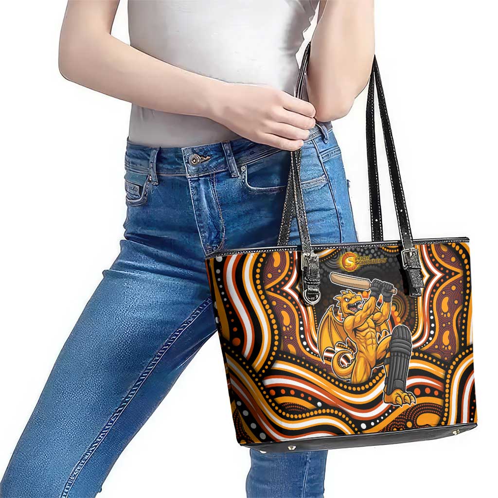 Perth Scorchers Cricket Leather Tote Bag Australian Cricket Mascot - Modern Indigenous Style
