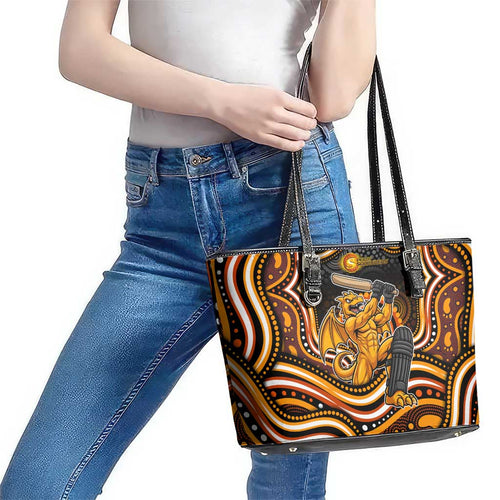 Perth Scorchers Cricket Leather Tote Bag Australian Cricket Mascot - Modern Indigenous Style