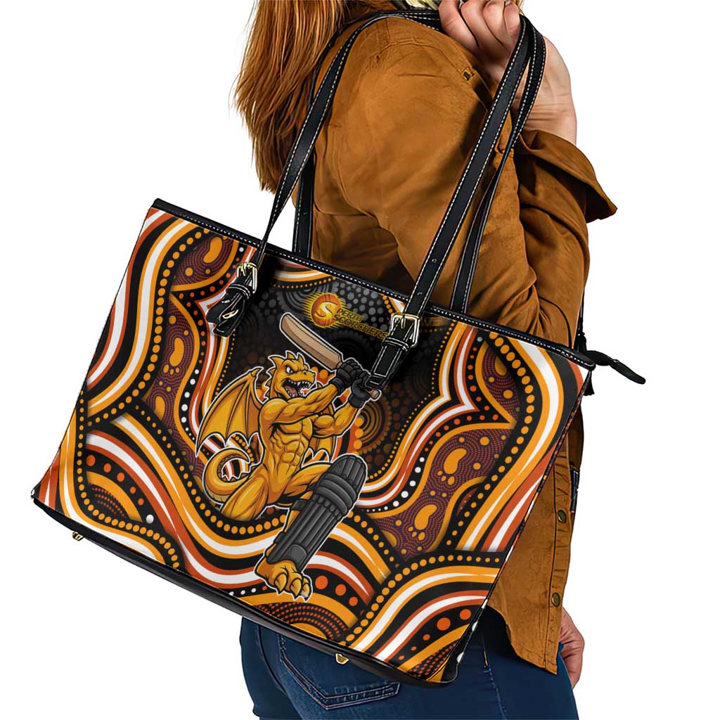 Perth Scorchers Cricket Leather Tote Bag Australian Cricket Mascot - Modern Indigenous Style