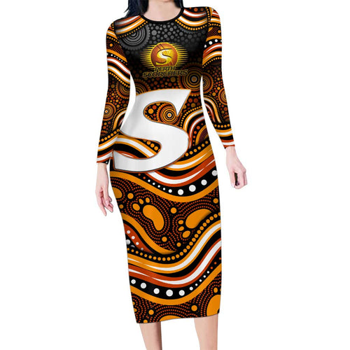 Perth Scorchers Cricket Long Sleeve Bodycon Dress Australian Cricket Mascot - Modern Indigenous Style