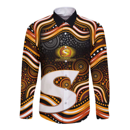 Perth Scorchers Cricket Long Sleeve Button Shirt Australian Cricket Mascot - Modern Indigenous Style