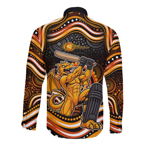 Perth Scorchers Cricket Long Sleeve Button Shirt Australian Cricket Mascot - Modern Indigenous Style