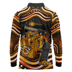Perth Scorchers Cricket Long Sleeve Polo Shirt Australian Cricket Mascot - Modern Indigenous Style