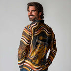 Perth Scorchers Cricket Long Sleeve Polo Shirt Australian Cricket Mascot - Modern Indigenous Style