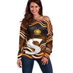 Perth Scorchers Cricket Off Shoulder Sweater Australian Cricket Mascot - Modern Indigenous Style