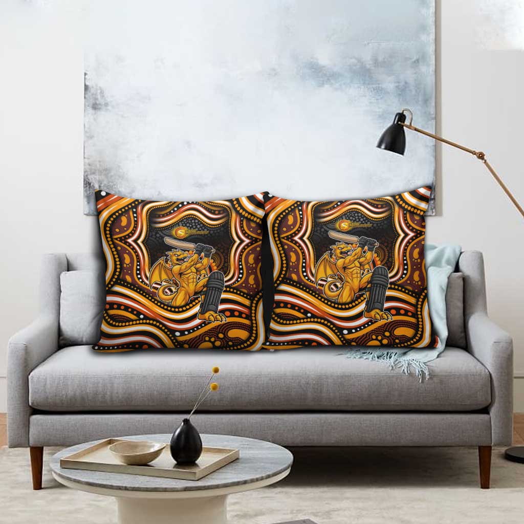 Perth Scorchers Cricket Pillow Cover Australian Cricket Mascot - Modern Indigenous Style