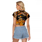 Perth Scorchers Cricket Raglan Cropped T Shirt Australian Cricket Mascot - Modern Indigenous Style