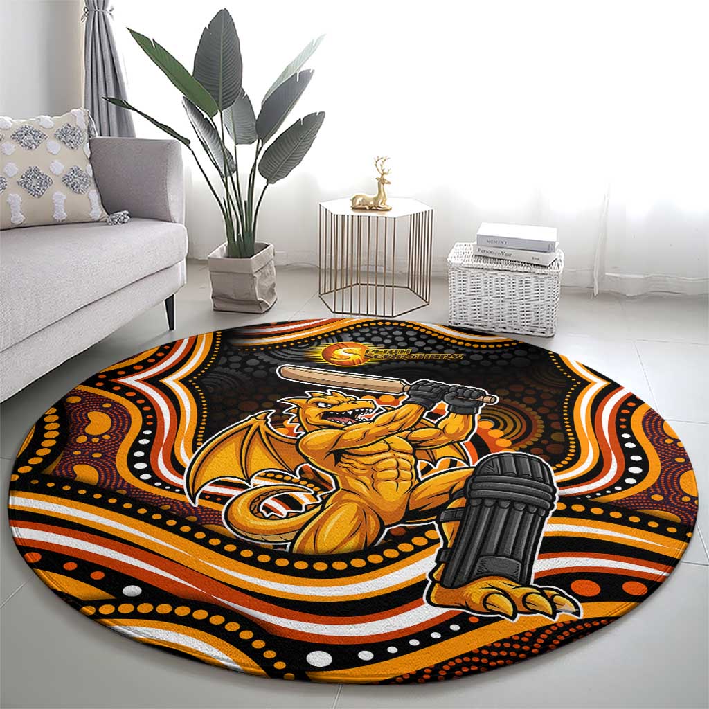 Perth Scorchers Cricket Round Carpet Australian Cricket Mascot - Modern Indigenous Style