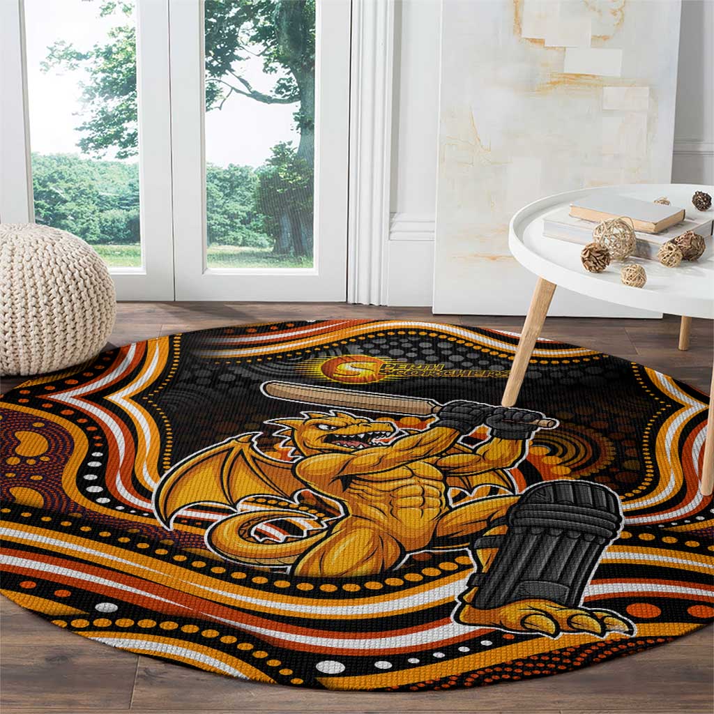 Perth Scorchers Cricket Round Carpet Australian Cricket Mascot - Modern Indigenous Style