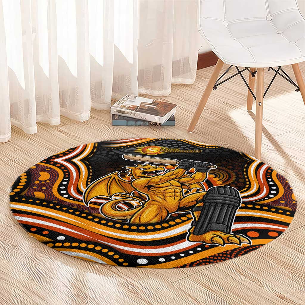 Perth Scorchers Cricket Round Carpet Australian Cricket Mascot - Modern Indigenous Style
