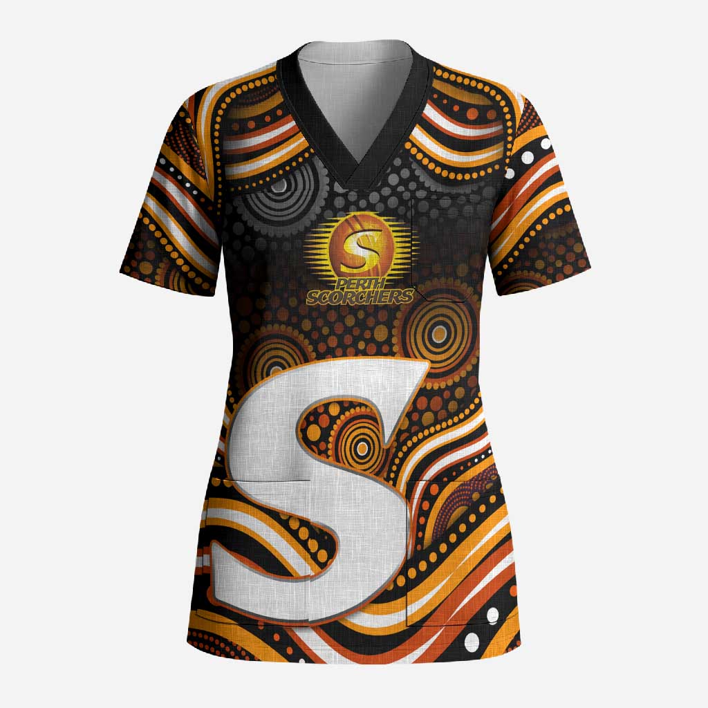 Perth Scorchers Cricket Scrub Top Australian Cricket Mascot - Modern Indigenous Style