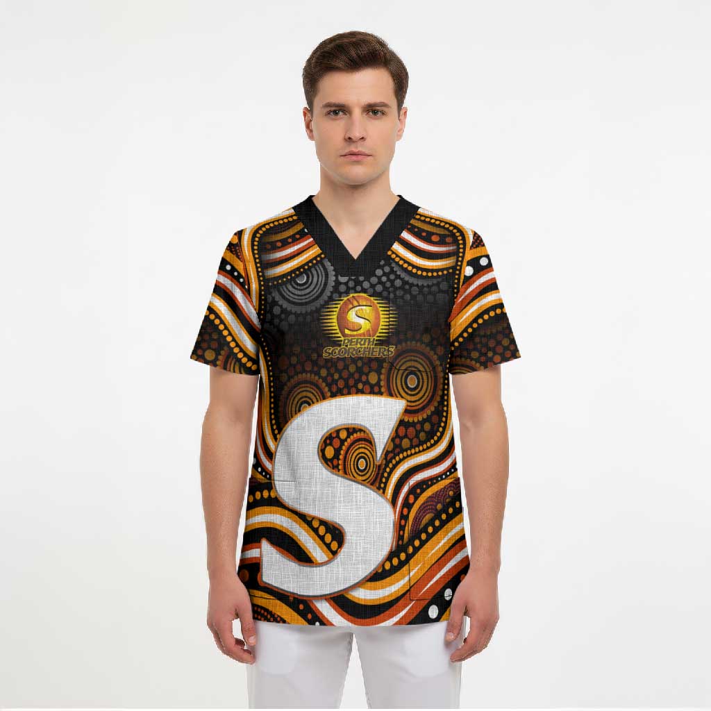 Perth Scorchers Cricket Scrub Top Australian Cricket Mascot - Modern Indigenous Style
