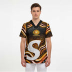 Perth Scorchers Cricket Scrub Top Australian Cricket Mascot - Modern Indigenous Style