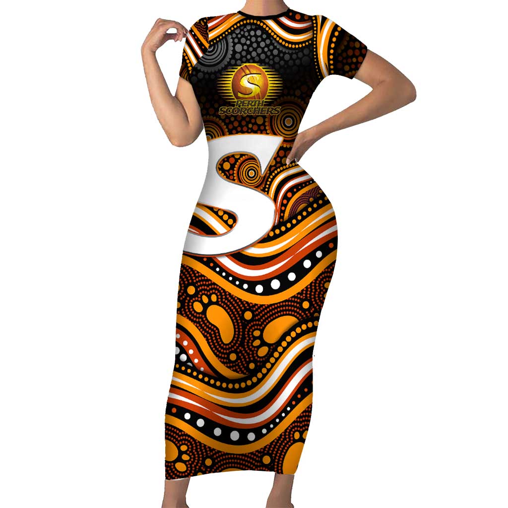 Perth Scorchers Cricket Short Sleeve Bodycon Dress Australian Cricket Mascot - Modern Indigenous Style