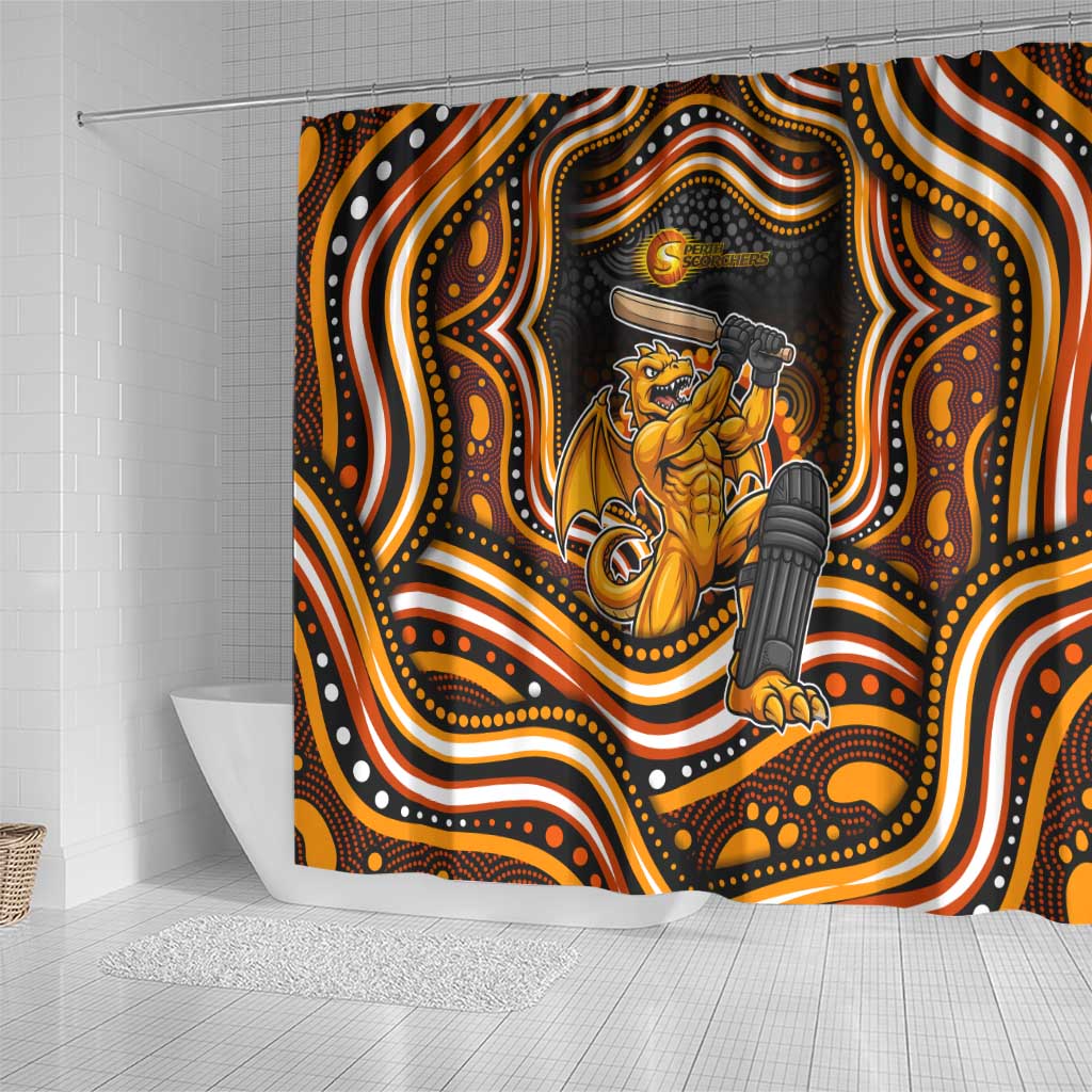 Perth Scorchers Cricket Shower Curtain Australian Cricket Mascot - Modern Indigenous Style