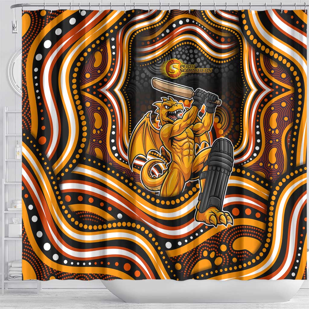 Perth Scorchers Cricket Shower Curtain Australian Cricket Mascot - Modern Indigenous Style