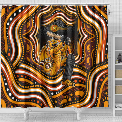 Perth Scorchers Cricket Shower Curtain Australian Cricket Mascot - Modern Indigenous Style