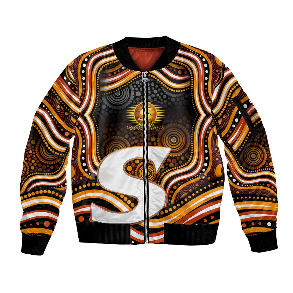 Perth Scorchers Cricket Sleeve Zip Bomber Jacket Australian Cricket Mascot - Modern Indigenous Style