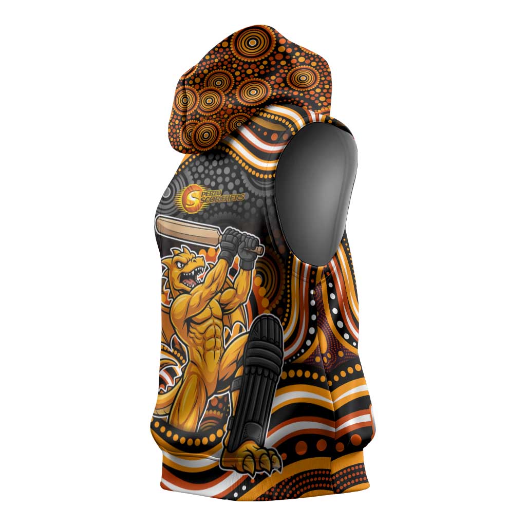 Perth Scorchers Cricket Sleeveless Hoodie Australian Cricket Mascot - Modern Indigenous Style