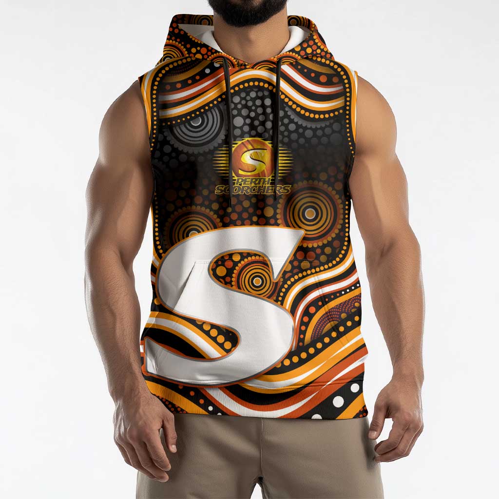 Perth Scorchers Cricket Sleeveless Hoodie Australian Cricket Mascot - Modern Indigenous Style