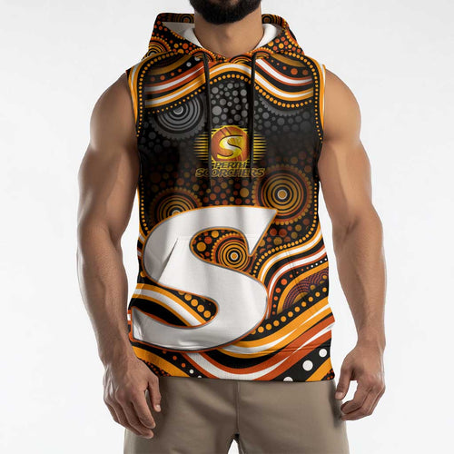 Perth Scorchers Cricket Sleeveless Hoodie Australian Cricket Mascot - Modern Indigenous Style
