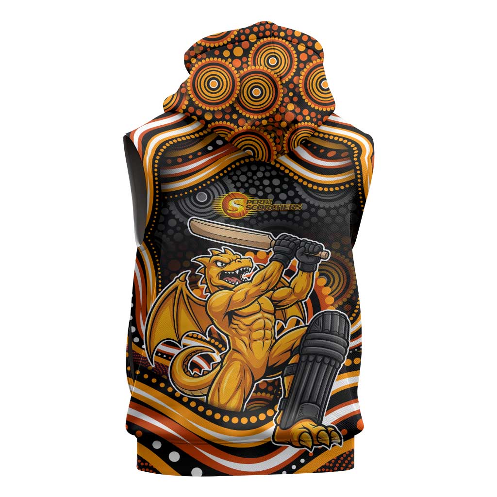 Perth Scorchers Cricket Sleeveless Zip Hoodie Australian Cricket Mascot - Modern Indigenous Style