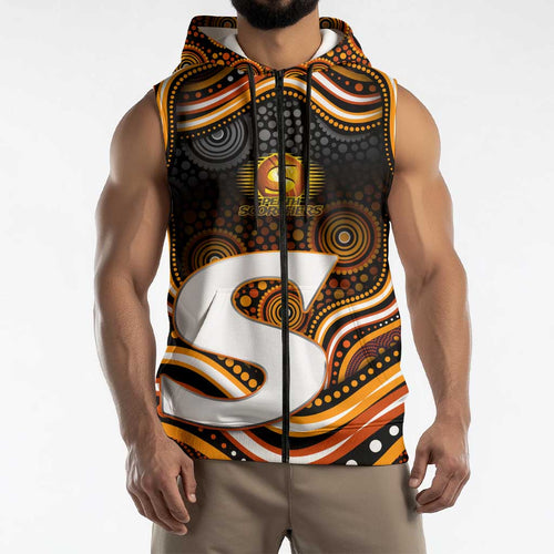 Perth Scorchers Cricket Sleeveless Zip Hoodie Australian Cricket Mascot - Modern Indigenous Style