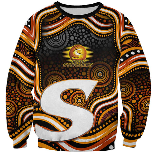 Perth Scorchers Cricket Sweatshirt Australian Cricket Mascot - Modern Indigenous Style
