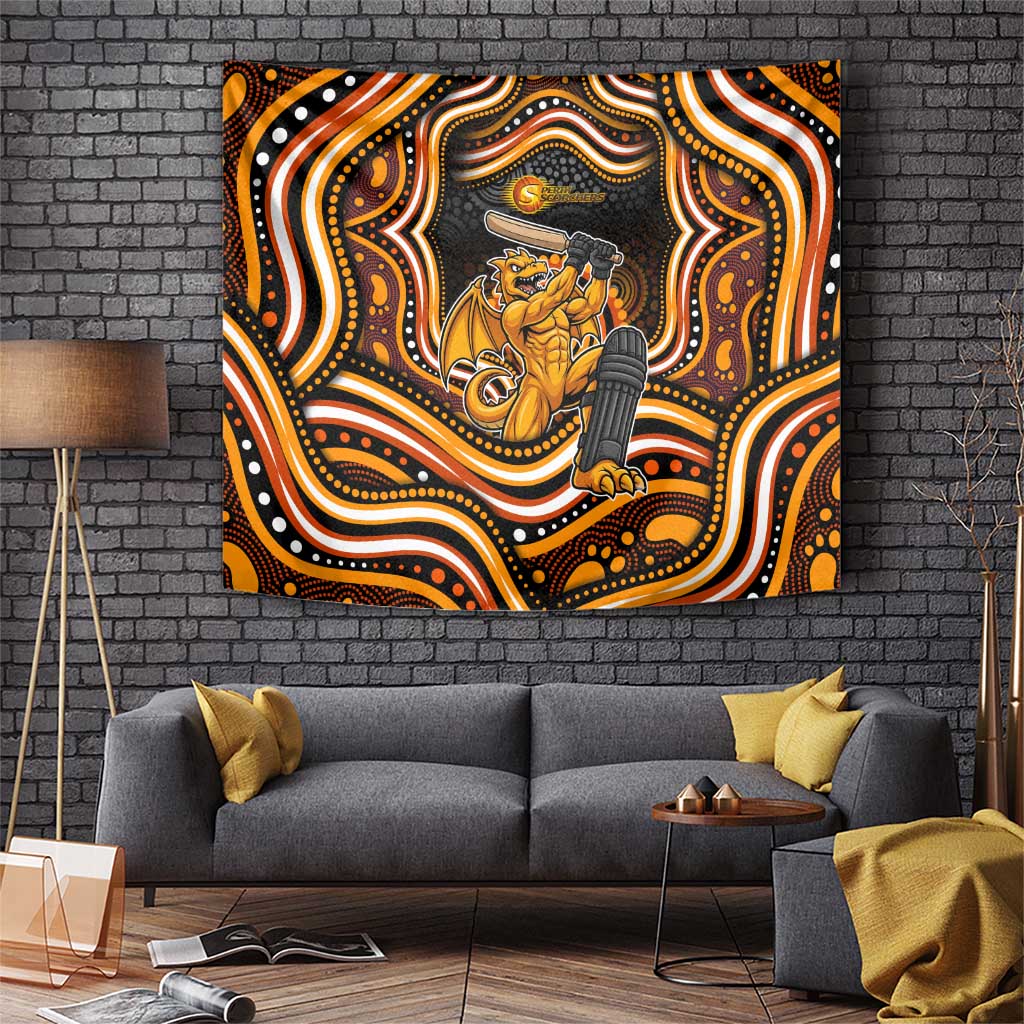 Perth Scorchers Cricket Tapestry Australian Cricket Mascot - Modern Indigenous Style