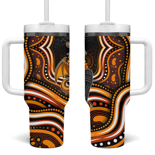Perth Scorchers Cricket Tumbler With Handle Australian Cricket Mascot - Modern Indigenous Style
