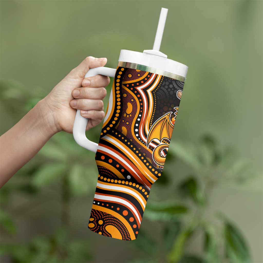 Perth Scorchers Cricket Tumbler With Handle Australian Cricket Mascot - Modern Indigenous Style