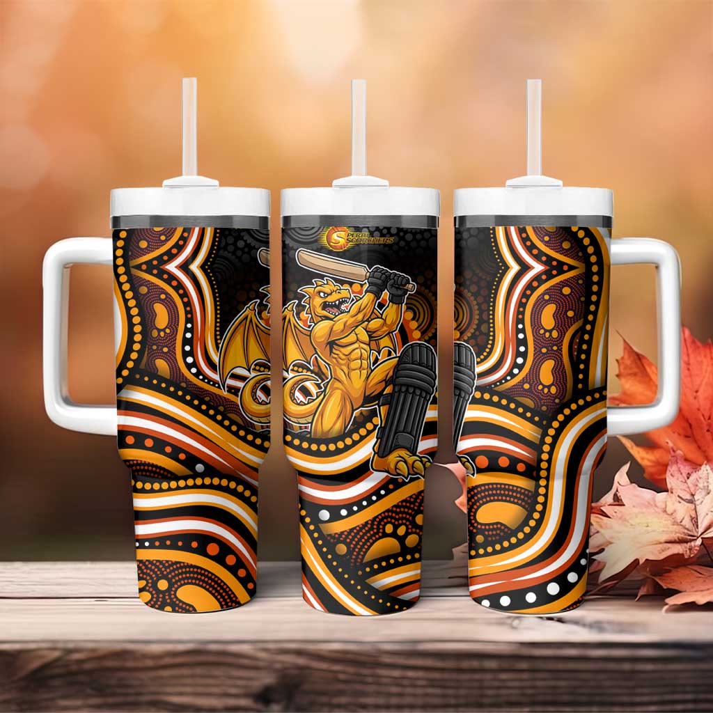 Perth Scorchers Cricket Tumbler With Handle Australian Cricket Mascot - Modern Indigenous Style