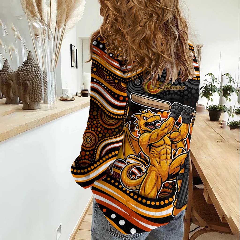 Perth Scorchers Cricket Women Casual Shirt Australian Cricket Mascot - Modern Indigenous Style