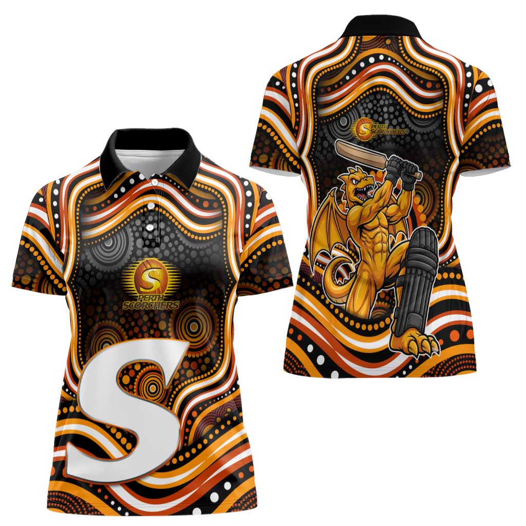 Perth Scorchers Cricket Women Polo Shirt Australian Cricket Mascot - Modern Indigenous Style