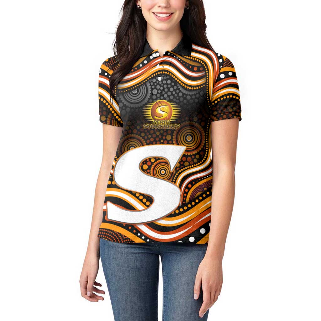 Perth Scorchers Cricket Women Polo Shirt Australian Cricket Mascot - Modern Indigenous Style
